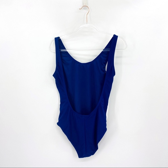 NWT Adidas Core Logo 3 Stripe One Piece Swim Blue - Picture 5 of 11